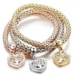 3 Stück Armband Damen mit Lebensbaum Anhänger I Baum des Lebens Maiskette Armbände Verstellbar Armkette Valentinstag Muttertag Weihnachten Geschenk für Sie Frauen Freundin mama