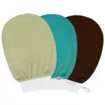 3Stück Peelinghandschuh, Exfoliating Gloves Waschhandschuh Körper Duschhandschuh Massage Peeling Handschuh Handschuhe für Körper Und Gesicht - Kakaobraun