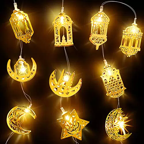 5, 41 Fuß LED Ramadan Lichterketten Stern Mond Eid Mubarak Dekor Party Dekorationen Ramadan Lichter Laterne für Zuhause Garten Geburtstag