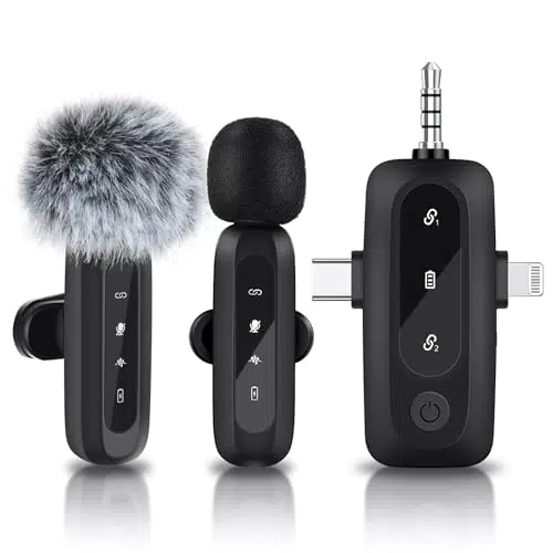 aceyoon Lavalier Mikrofon Wireless für iPhone/Android/Kamera/Laptop