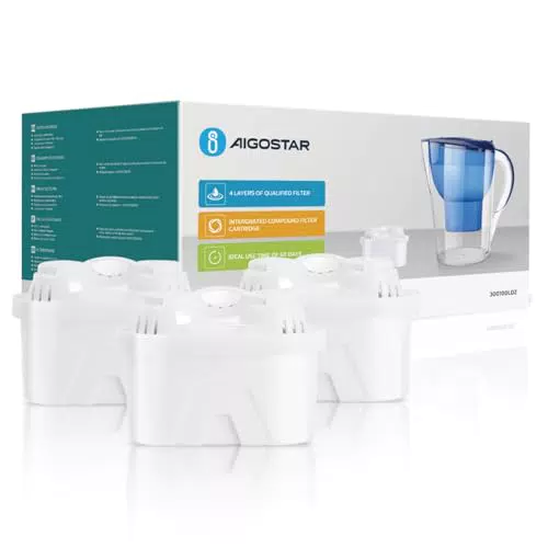 Aigostar Wasserfilter Kartusche im 3er-Pack, für einen Halbjahresvorrat an Wasserfiltern