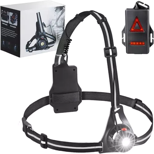 ALFFREUDE Lauflicht USB Wiederaufladbare Lauflampe Joggen 90° Verstellbar Wasserdicht 3 Lichtmodi Lauflicht Joggen Licht Laufen Radfahren Angeln Wandern Camping