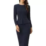 Allegra K Damen Bleistiftkleid Elegant mit Rundhalsausschnitt für die Arbeit