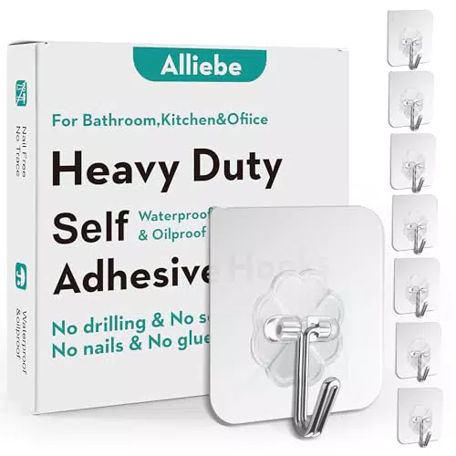 Alliebe Nagelfreie Klebehaken Wandhaken 6KG transparent wiederverwendbar nahtlos wasserdicht und ölfest für Badezimmer Küche Handtuch Tassen