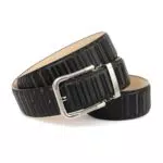 Anthoni Crown Unisex Ledergürtel Gürtel, Schwarz, 90