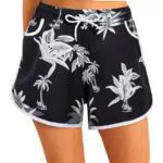 APTRO Damen Badeshorts Badehose Strand Wassersport Shorts Boardshorts UV Schutz Sommer Sport Gym Shorts Schwarz Palm WS260 X