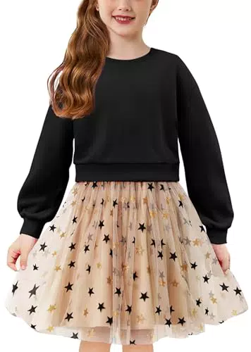 Arshiner Mädchen Langarmkleid aus Tüll - Elegantes Partykleid für Kinder