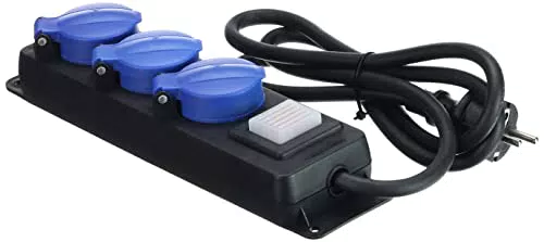 as - Schwabe 38609 Steckdosenleiste mit Schalter, Blau Schutzkontakt