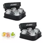 ASPECTEK 2x4 Flamen Runden Eiswürfelform BPA-freie Silikon-Eisform mit Deckel formt runde Eiswürfel mit 4