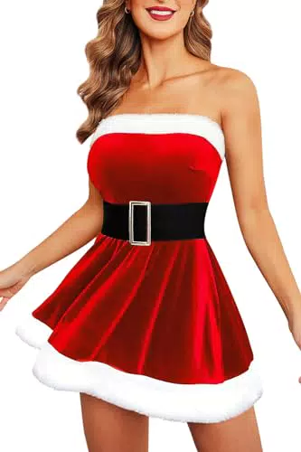 Avidlove Dessous Set Damen Weihnachten Reizwäsche Mit Pailletten Babydoll Rot X