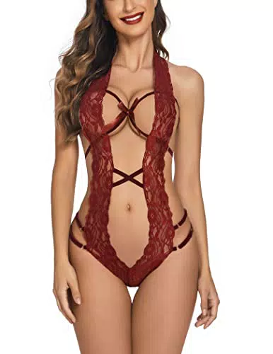 Avidlove Spitzen Bodysuit Damen Neckholder Corsage Reizwäsche Babydoll Lingerie