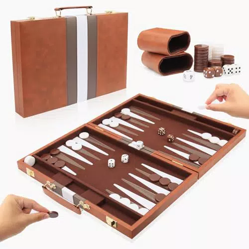 Backgammon Koffer, Tlater 15 Zoll Backgammon Spiel für 2 Spieler