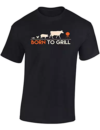 Baddery Fun Tshirt Herren - Born to Grill - Geschenke für Griller - T-Shirt Grillen Grillmeister BBQ Koch