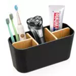 Bambus Trennwände Toothbrush Holder, Zahnbürstenhalter mit 4 Zahnbürstenfächer + 1 Zahnpastafach