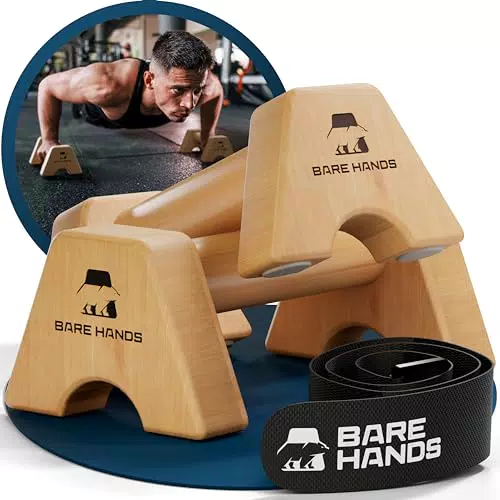 BARE HANDS Liegestützgriffe 2x gelenksschonende & rutschfeste Holz Liegestützgriffe Calisthenics Equipment für Indoor & Outdoor Ideal für Handstand & Liegestütze
