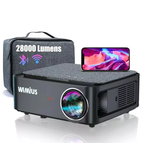 Beamer, Full HD 1080P 28000 Lumen Beamer 5G WiFi Bluetooth Beamer 4K Unterstützung