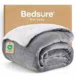 BEDSURE Decke Sofa Kuscheldecke Grau - warm Sherpa Sofaüberwurf Decke