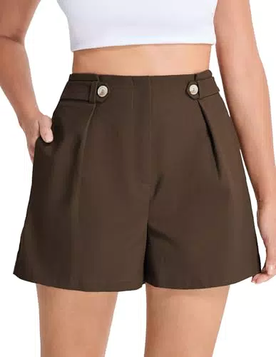 Belle Poque Plus Size Shorts für Damen Elastische Taille Leinen Shorts Lässig Braun Shorts Sommer Arbeit Shorts mit Taschen XX