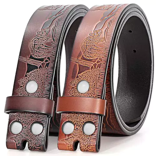 BELTROAD 2 Pack Western Ledergürtel Riemen für Männer Frauen Cowboy Cowgirl western gürtel herren für Jeans Geschenk Gürtel ohne Schnalle wechselgürtel