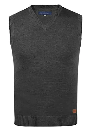 Blend BHLarsson Herren Pullunder Strickweste Feinstrick Pullover ärmellos mit V-Ausschnitt Baumwollmischung Regular fit