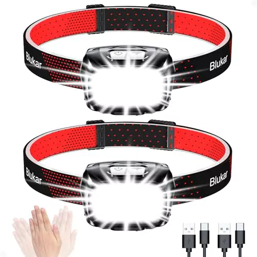 Blukar LED Stirnlampe 2000 Lumen, dimmbar, wasserdicht, für Joggen und Camping