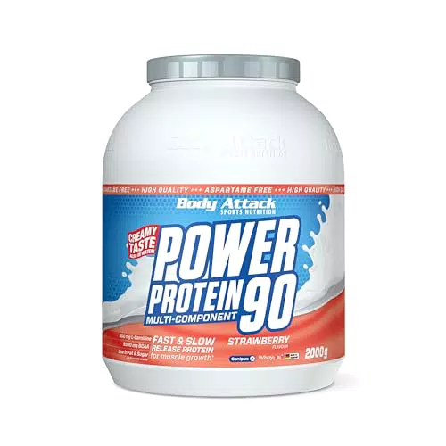 Body Attack POWER PROTEIN 90 - Strawberry Cream 2kg - Mehrkomponenten Protein Pulver