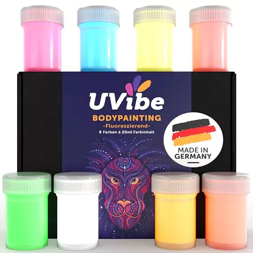 UVIBE Fluoreszierende Schwarzlicht Farbe - Neon Farbe für Wände und Kunst - Made in Germany