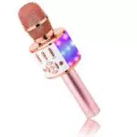 BONAOK Bluetooth-Mikrofon für Kinder mit LED-Lichtern - Kabelloses Mini-Karaoke-Gerät - Ideal für Party und Geburtstag - Kompatibel mit iOS und Android
