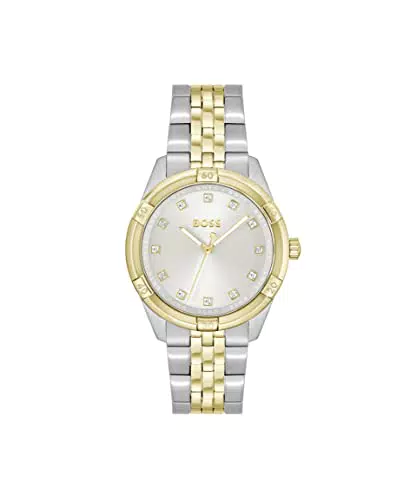 BOSS Analog Quarzuhr für Damen Kollektion Rhea mit Zweifarbiges Edelstahlarmband - 1502700