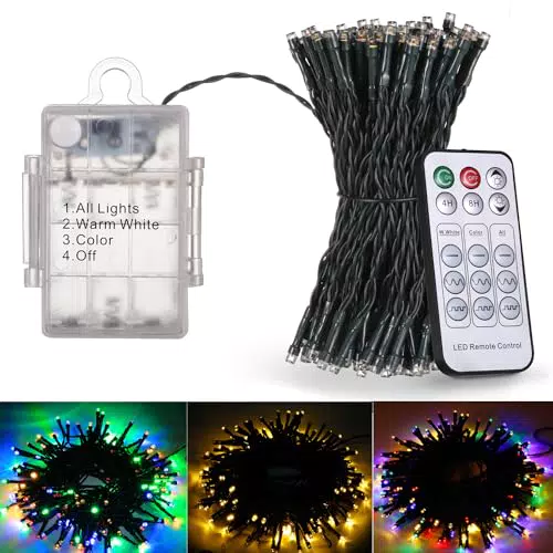 BOWKA 150er Led Lichterkette Warmweiß&Bunt&RGB Batteriebetrieben 9 Modi Außen und Innen Timmer Dimmbar für Garten Hochzeit Weihnachten Party 15 Meter