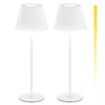 Brandson - 2 x LED Tischlampe kabellos dimmbar - mit Akku aufladbar - 3 Farbstufen - warmweiß neutralweiß kaltweiß - Metall - - Tischleuchte - Nachttischlampe - Leselampe - Indoor/Outdoor - weiß