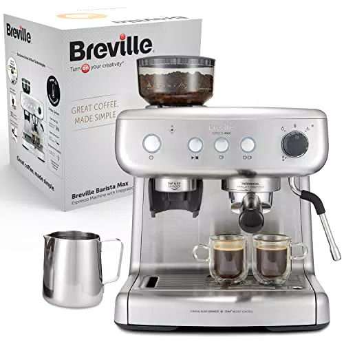 Breville Barista Max Siebträgermaschine, Espressomaschine/Kaffeemaschine mit integriertem Mahlwerk und Milchaufschäumer| 2
