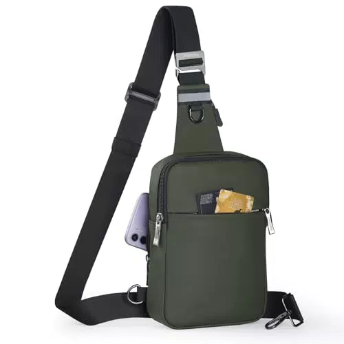 BROADREAM Sling Chest Crossbody Bag, Wasserdicht Umhängetasche Brusttasche Schultertasche Herren Damen - Handytasche mit RFID-blockierende Reißverschlusstasche Geeignet für Outdoor-Sport und Wandern