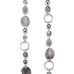 Bulinlin Damen Lange Perlenkette Statement Boho Silber Metallkette Hochzeitstag Modeschmuck Geschenke Pullover Halskette für Frauen（Grey）