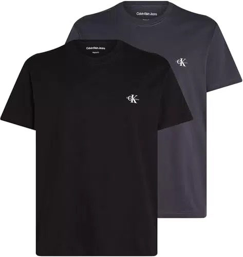 Calvin Klein Herren 2er Pack T-Shirts Kurzarm Monologo Rundhalsausschnitt