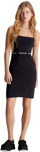 Calvin Klein Jeans Damen Kleid Logo Elastic Strappy schmale Träger
