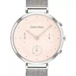Calvin Klein Multi Zifferblatt Quarz Uhr für Damen Kollektion Minimalistic T-BAR mit Edelstahlarmband