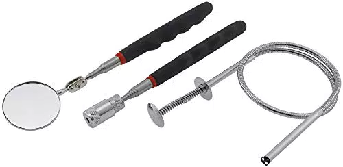 ChiliTec Magnetheber Spiegel Werkzeug Set mit Beleuchtung flexibel schwenkbar Greifer Teleskop Heber für Metall Schrauben Münzen