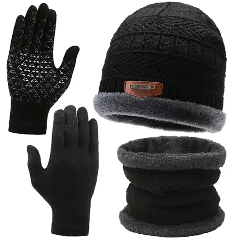 Cinsersr Mütze Schal Set Damen, Mütze Schal Handschuhe Set Damen