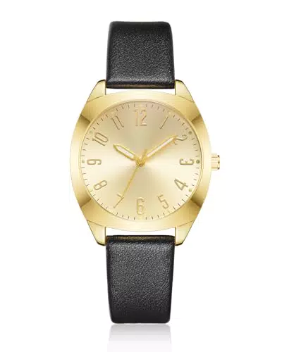 CIVO Damen Uhr Lederarmband Armbanduhr: Große Zifferblatt Quarz Damenuhr - Schwarz Analog Armbanduhr Damen