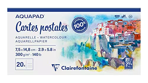 Clairefontaine Reisealbum Aquapad DIN A6, 20 Bogen 300g für Postkartengestaltung