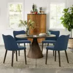 COLAMY Gepolsterte Esszimmerstühle 4er Set, Moderne Küchenstühle mit gepolsterter Sitzfläche und Holzbeinen für Restaurant/Café