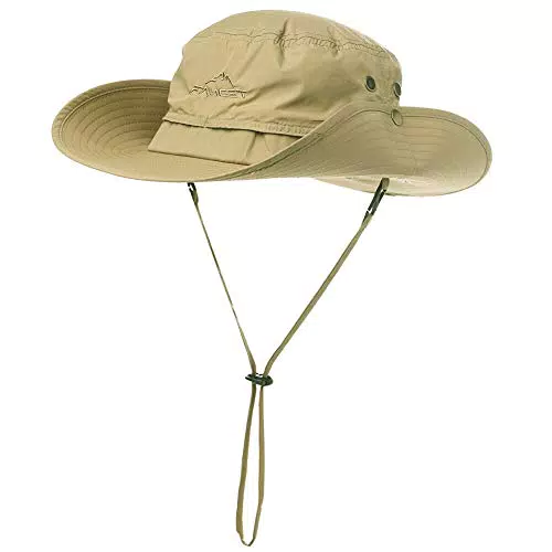 Comhats Herren Sonnenhut UV-Schutz Outdoor Fischerhut Bucket Safari Faltbarer Wanderhut Unisex Sommer Buschhut Hiking Breiter Boonie Gartenhut Wasserdicht Khaki M/