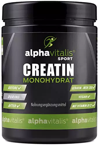 Kreatin Monohydrat Pulver - hochdosiertes veganes Creatin für Fitness und Bodybuilding