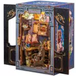 CUTEBEE Book Nook Kit - DIY Miniature House, Puppenhaus Miniatur Haus Selber Baue Bausatz mit Staubschutzhülle und LED-Licht