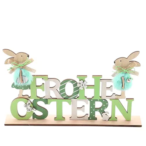 DAHI Holz Osterndeko Aufsteller Osterhase Deko aus Holz Osterdeko Holz Hase Deko Aufsteller für Ostern