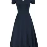 Damen High-Low Saum Faltenrock Schulterfrei Abendkleid Elegant V-Ausschnitt Spagehtti Träger Cocktailkleid XL Navy Blau CL1742A22-02