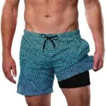 Dancinova Herren Badehose mit Kompressionsfutter für Schwimmen und Sommer, Schwarz