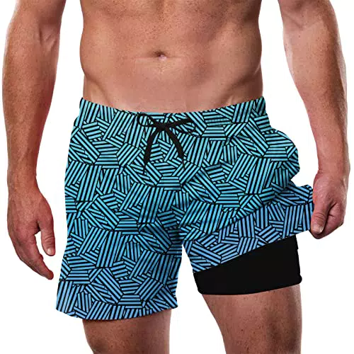 Dancinova Herren Badehose mit Kompressionsfutter für Schwimmen und Sommer, Schwarz