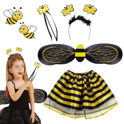 DAZZTIME Bienenkostüm Kinder, 4 Stück, Bienen Kostüm für Kinder